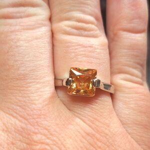 Princess Cut Champaign Morganite Ring size 9.5